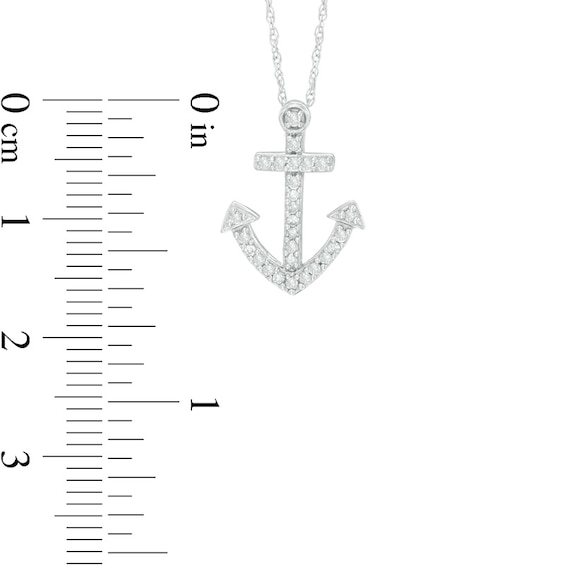 Diamond2Deal Solid 14K White Gold Anchor Pendant - Polished 3D Design, Rhodium Plated