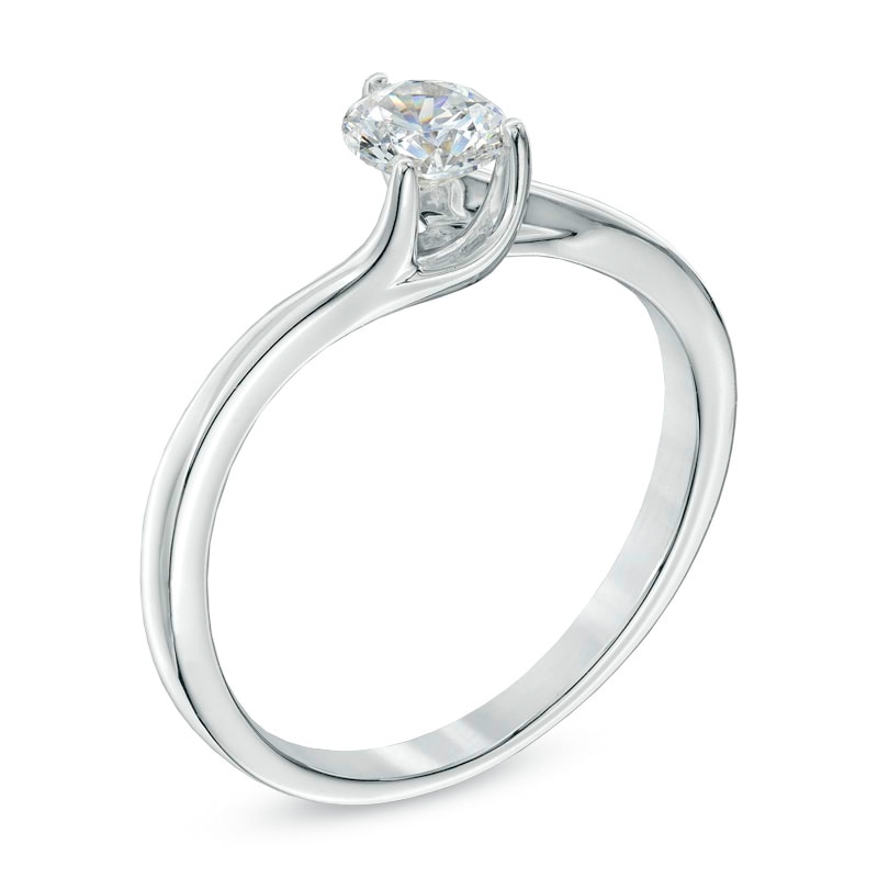 1/3 CT. Diamond Solitaire Bypass Engagement Ring in 14K White Gold