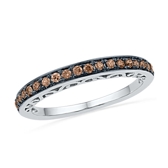 1/4 CT. T.w. Champagne Diamond Anniversary Band in 10K White Gold
