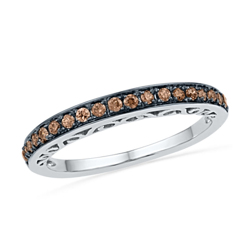 1/4 CT. T.W. Champagne Diamond Anniversary Band in 10K White Gold