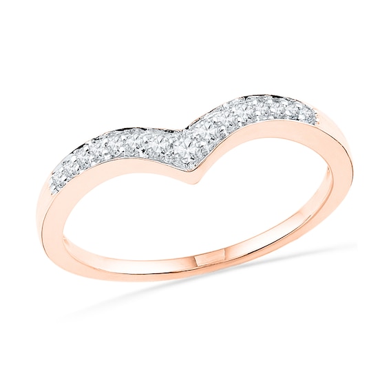1/10 CT. T.w. Diamond Chevron Band in 10K Rose Gold