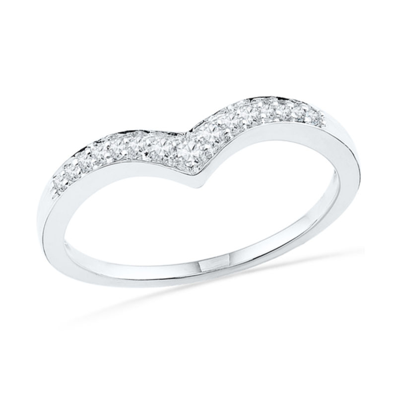 1 10 CT. T.W. Diamond Chevron Band in 10K White Gold Zales