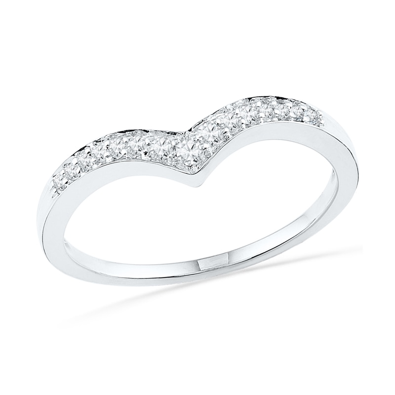 Main Image 1 of 1/10 CT. T.W. Diamond Chevron Band in 10K White Gold