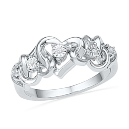 Diamond Accent Abstract Heart Ring in Sterling Silver
