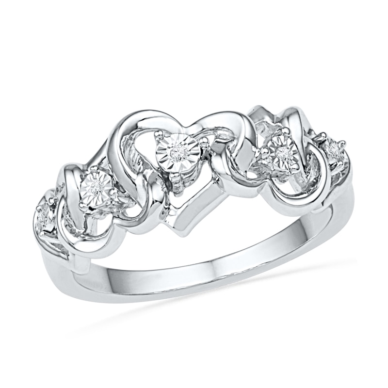 Main Image 1 of Diamond Accent Abstract Heart Ring in Sterling Silver