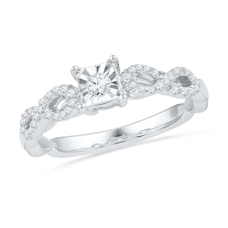 1/4 CT. T.W. Diamond Square Promise Ring in Sterling Silver | Zales