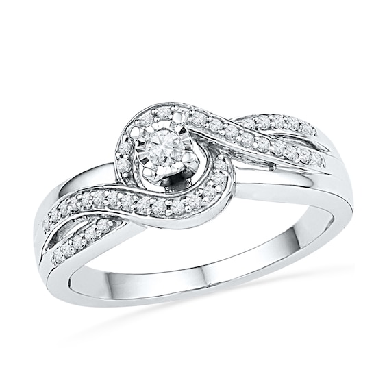 1/5 CT. T.w. Diamond Spiral Frame Promise Ring in Sterling Silver