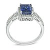 Thumbnail Image 2 of Rectangular Lab-Created Blue Sapphire and 1/5 CT. T.W. Diamond Frame Ring in Sterling Silver