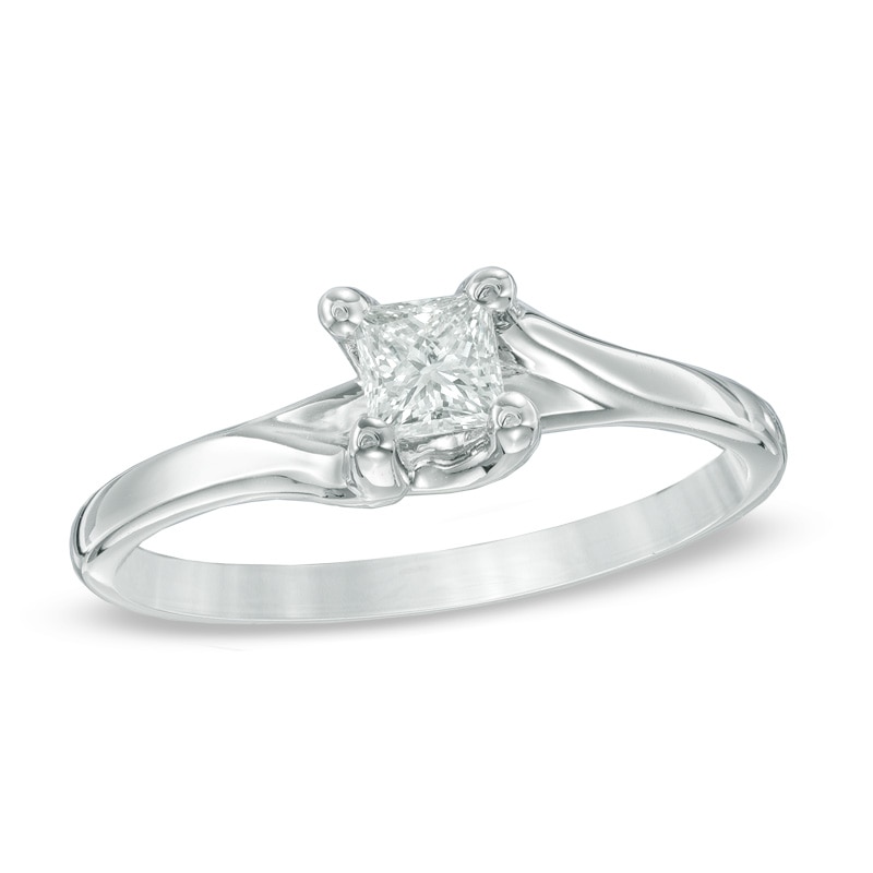 1/3 CT. Princess-Cut Diamond Solitaire Engagement Ring in 14K White Gold