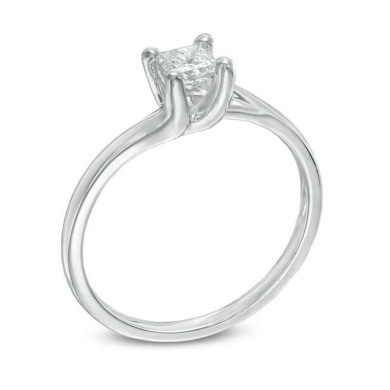 1/3 CT. Princess-Cut Diamond Solitaire Engagement Ring in 14K White Gold