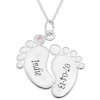 Thumbnail Image 0 of Mother's Baby Feet Simulated Birthstone Pendant in Sterling Silver (1 Stone, Name and Date)