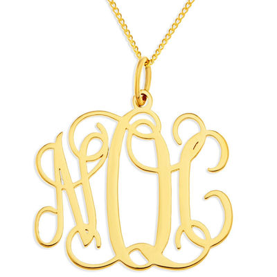Script Monogram Pendant in 10K Gold (3 