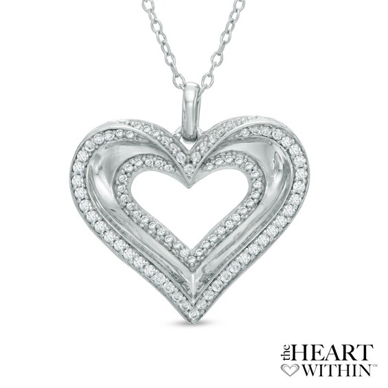 1/2 CT. T.w. Diamond Heart Pendant in 10K White Gold