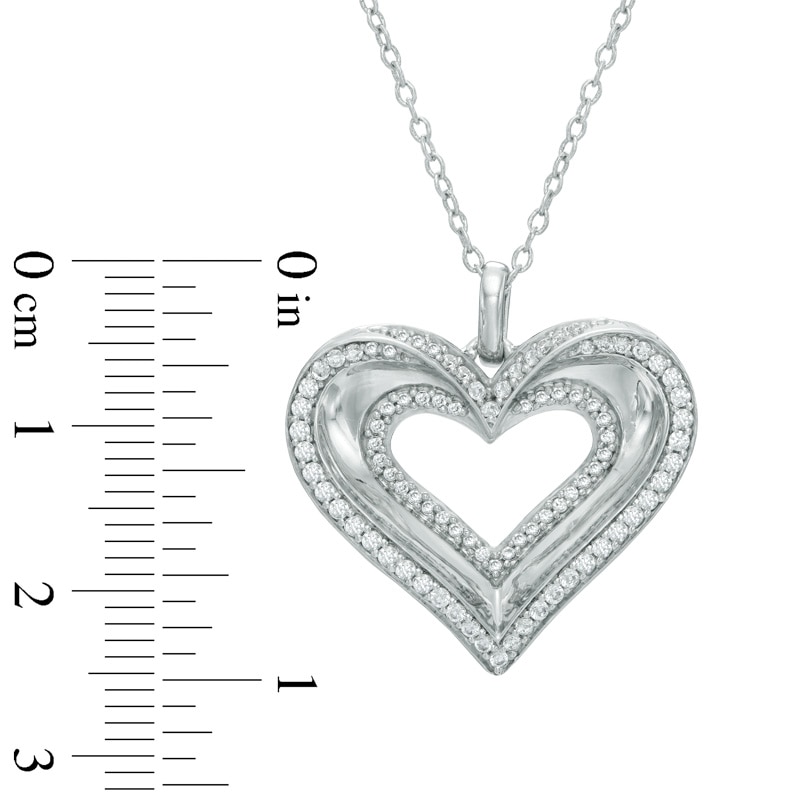 Main Image 2 of 1/2 CT. T.W. Diamond Heart Pendant in 10K White Gold