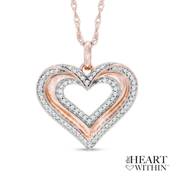1/4 CT. T.w. Diamond Heart Pendant in 10K Rose Gold