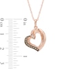 Thumbnail Image 1 of The Heart Within® 1/10 CT. T.W. Champagne and White Diamond Tilted Ribbon Heart Pendant in 10K Rose Gold