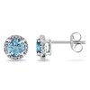 Thumbnail Image 0 of 5.0mm Blue Topaz and Diamond Accent Frame Stud Earrings in 10K White Gold