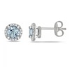 Thumbnail Image 0 of 5.0mm Aquamarine and Diamond Accent Frame Stud Earrings in Sterling Silver