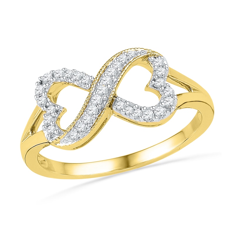 1/6 CT. T.W. Diamond Sideways Heart-Shaped Infinity Ring in 10K Gold
