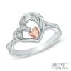 Thumbnail Image 0 of The Heart Within® Diamond Accent Tilted Heart Ring in Sterling Silver and 10K Rose Gold
