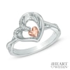 Thumbnail Image 1 of Diamond Accent Tilted Heart Ring in Sterling Silver and 10K Rose Gold