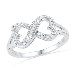 1/6 CT. T.W. Diamond Sideways Heart-Shaped Infinity Ring in 10K White Gold