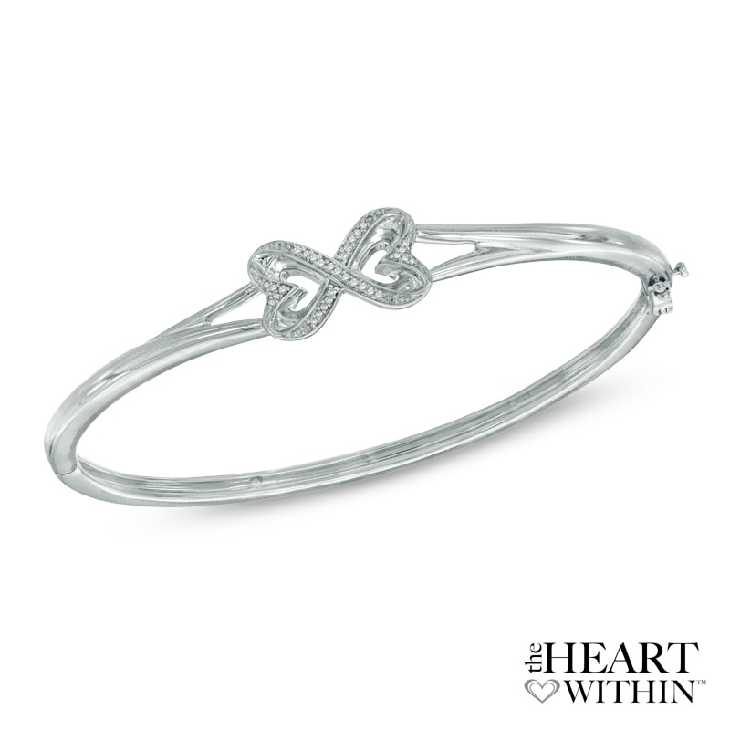 The Heart Within® Diamond Accent Heart-Shaped Infinity Bangle in Sterling Silver