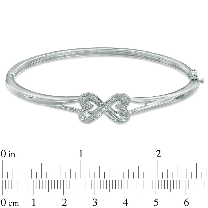 Main Image 2 of Diamond Accent Heart-Shaped Infinity Bangle in Sterling Silver