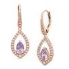 Thumbnail Image 1 of Rose de France Amethyst and Lab-Created White Sapphire Drop Earrings in Sterling Silver with 14K Rose Gold Plate