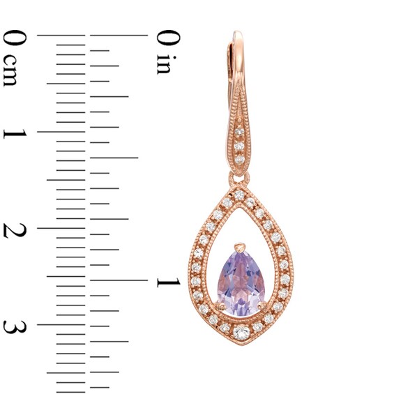 Rose de France Amethyst and Lab-Created White Sapphire Drop Earrings in Sterling Silver with 14K Rose Gold Plate