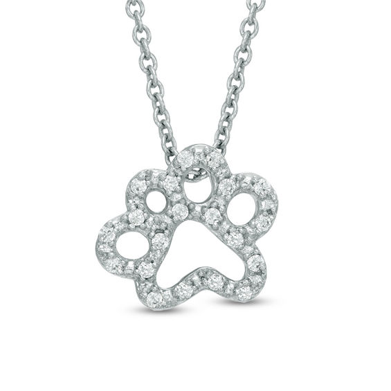 Diamond Accent Paw Pendant in 10K White Gold