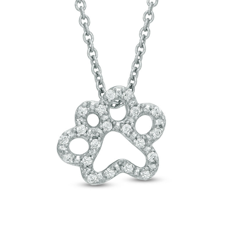 Main Image 1 of Diamond Accent Paw Pendant in 10K White Gold