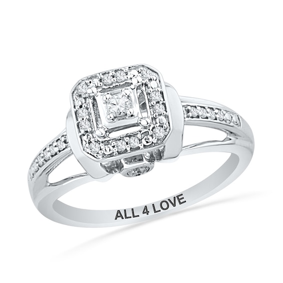 1/10 CT. T.w. Diamond Bold Frame Promise Ring in Sterling Silver (10 Characters)