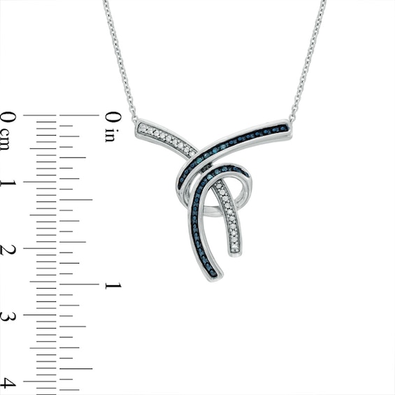 1/8 CT. T.w. Enhanced Blue and White Diamond Abstract Three Piece Set in Sterling Silver