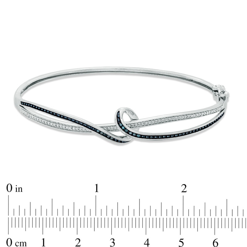 Main Image 3 of 1/8 CT. T.W. Enhanced Blue and White Diamond Abstract Three Piece Set in Sterling Silver