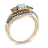 Thumbnail Image 1 of 1-3/4 CT. T.W. Champagne and White Diamond Past Present Future® Layered Swirl Ring in 14K Gold