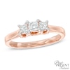 Thumbnail Image 0 of 1/2 CT. T.W. Certified Princess-Cut Diamond Past Present Future® Ring in 14K Rose Gold (I/I2)