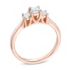 Thumbnail Image 2 of 1/2 CT. T.W. Certified Princess-Cut Diamond Past Present Future® Ring in 14K Rose Gold (I/I2)