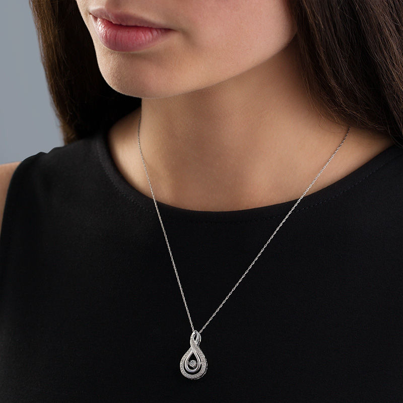 Main Image 3 of Diamond Accent Layered Infinity Pendant in Sterling Silver
