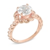 Thumbnail Image 1 of 8.0mm Lab-Created White Sapphire Flower Ring in Sterling Silver with 14K Rose Gold Plate