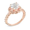 Thumbnail Image 1 of 8.0mm Lab-Created White Sapphire Flower Ring in Sterling Silver with 14K Rose Gold Plate