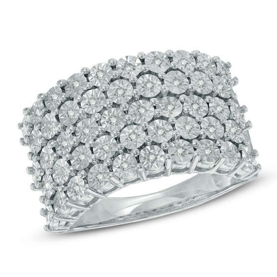 1/6 CT. T.w. Diamond Five Row Band Sterling Silver