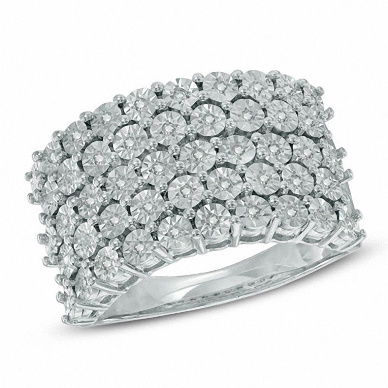 1/6 CT. T.W. Diamond Five Row Band in Sterling Silver | Zales