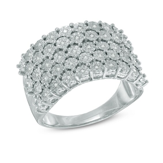 1/6 CT. T.w. Diamond Five Row Band Sterling Silver