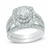 Thumbnail Image 0 of 2-1/5 CT. T.W. Diamond Double Frame Bridal Set in 14K White Gold