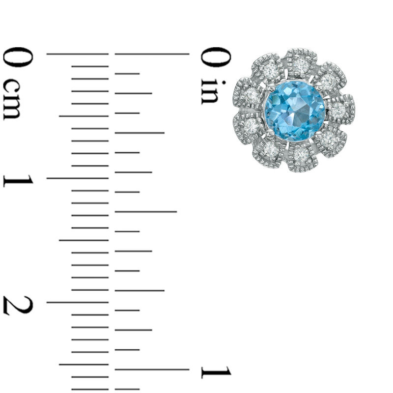Swiss Blue Topaz and Lab-Created White Sapphire Flower Pendant and Stud Earrings Set in Sterling Silver