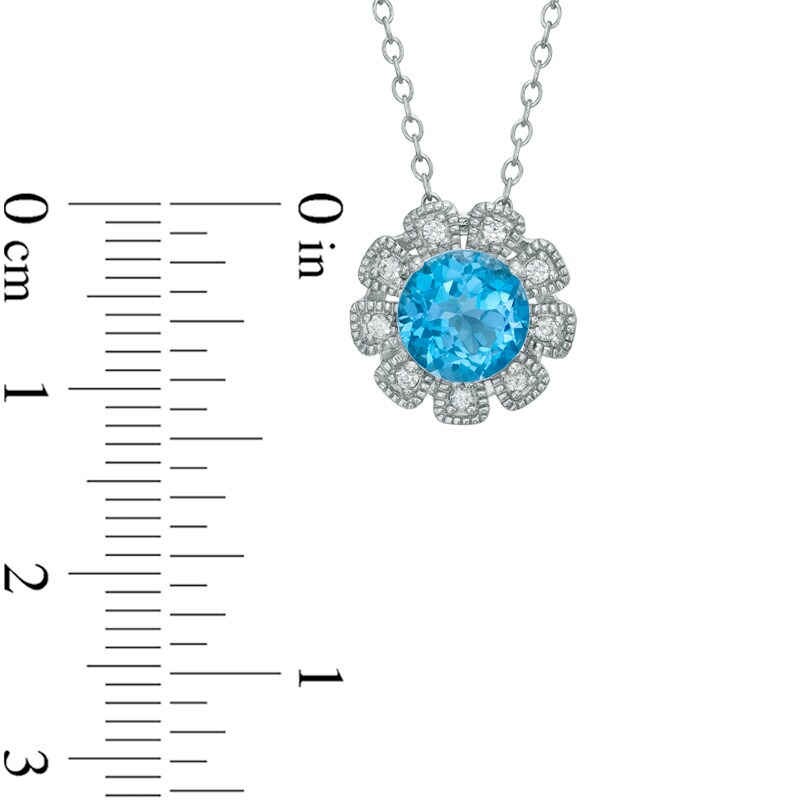 Swiss Blue Topaz and Lab-Created White Sapphire Flower Pendant and Stud Earrings Set in Sterling Silver