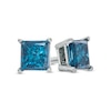 Thumbnail Image 1 of 1/2 CT. T.W. Enhanced Blue Princess-Cut Diamond Solitaire Stud Earrings in 10K White Gold