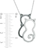 Thumbnail Image 1 of Enhanced Black and White Diamond Accent Double Cat Pendant in Sterling Silver with Black Rhodium