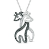 Thumbnail Image 0 of Enhanced Black and White Diamond Accent Hugging Giraffes Pendant in Sterling Silver with Black Rhodium